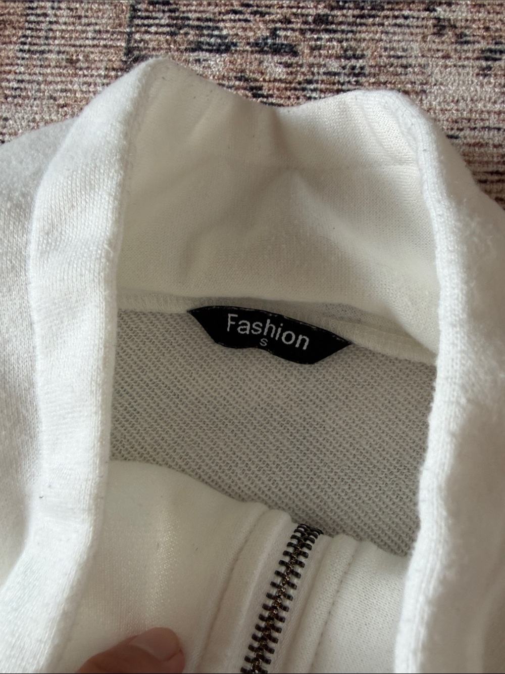 Women's Cream Half-Zip Pullover Hoodie - Picture 2 of 4